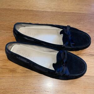 Chanel Vintage Black Suede Loafers Size 38 1/2